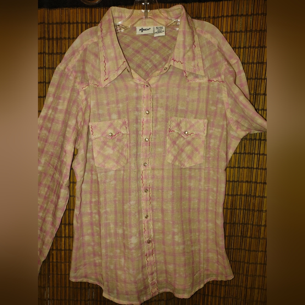 NEW pUnch Pink and Beige Plaid Shirt